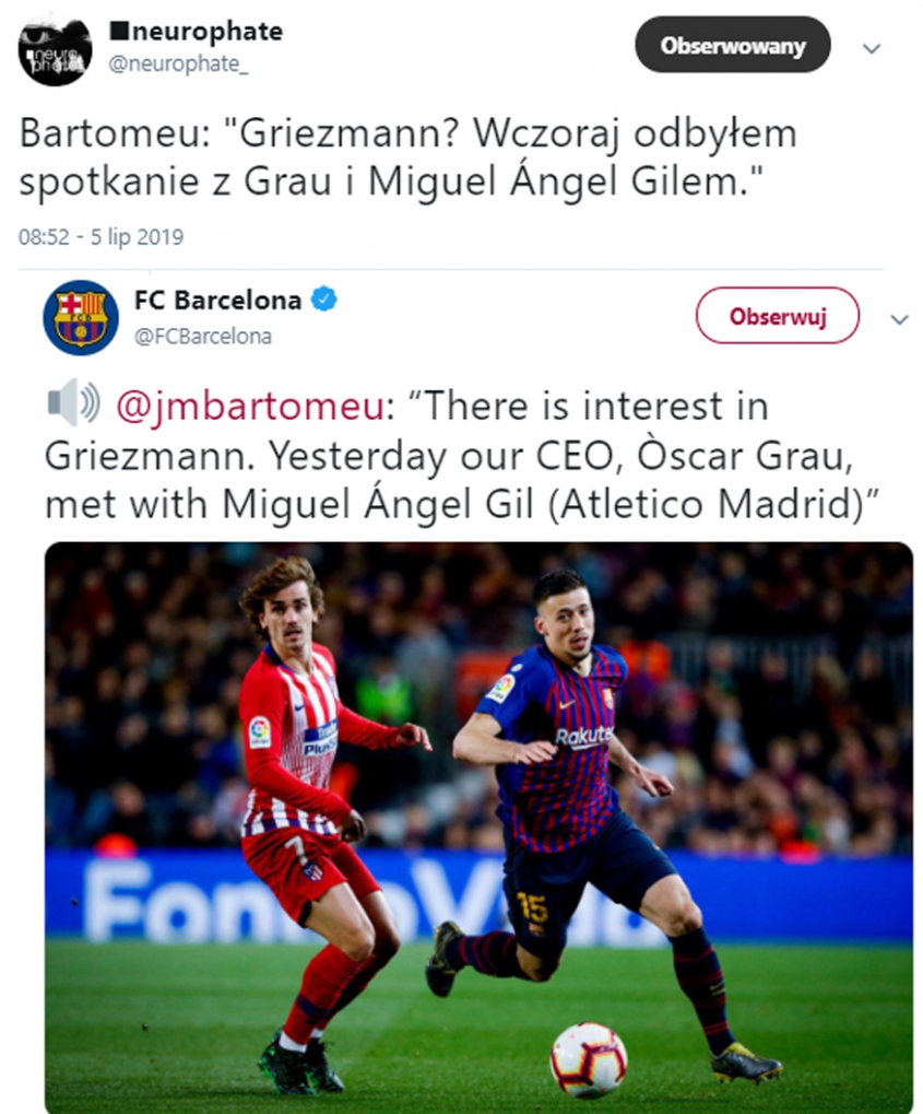 Prezydent Barcelony nt. transferu Griezmanna!